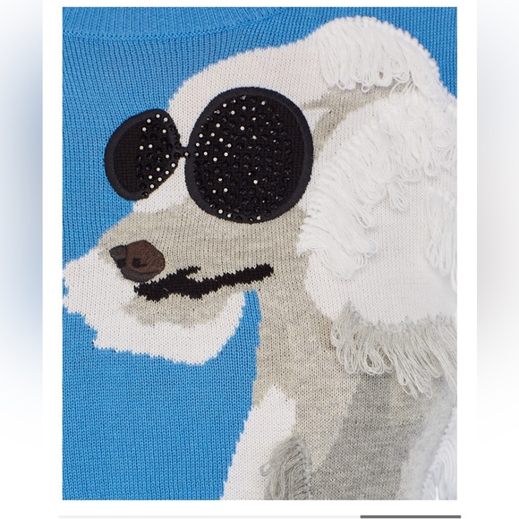 Alice + Olivia Connie Poodle Intarsia Sweater Sky Blue Small - Picture 5 of 13